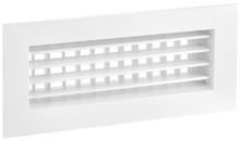 Load image into Gallery viewer, 12x4 double deflection air grille with horizontal front blades, white aluminum vent cover for precise airflow control (side view)