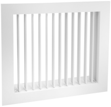 Load image into Gallery viewer, 16x16" commercial single deflection grille with vertical blades for lobby and office ventilation. (side view)