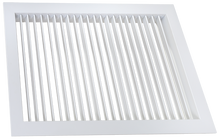 Load image into Gallery viewer, HVAC 16x6" single deflection register with vertical blades. Ideal vent cover for precise horizontal air distribution in commercial spaces. (side view)