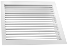 Load image into Gallery viewer, 16x8" commercial single deflection grille with horizontal blades for lobby and office ventilation. (side view)
