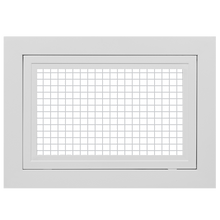 Load image into Gallery viewer, 20x8 inch hinged eggcrate return air grille front view with aluminum grid pattern
