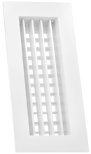 Load image into Gallery viewer, 4x16" double deflection HVAC supply grille register with vertical front blades for precision airflow control in vent covers (side view)