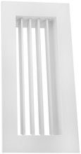 Load image into Gallery viewer, 4x16" Single deflection HVAC grille register with vertical blades for horizontal airflow control in commercial and residential spaces. (side view)