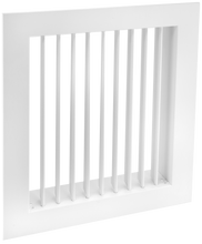 Load image into Gallery viewer, 6x10" commercial single deflection grille with vertical blades for lobby and office ventilation. (side view)