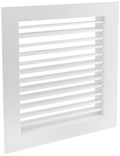 Load image into Gallery viewer, 6x14" single deflection grille register with horizontal blades for vertical airflow control. Durable vent cover for sidewall HVAC installations. (side view)