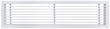Load image into Gallery viewer, Front view of a white 20x4 inch linear bar grille HVAC vent cover in 0 degree deflection