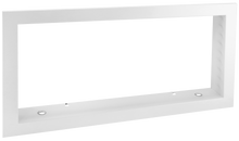 Load image into Gallery viewer, Frame of a white 14x6 inch linear bar grille HVAC vent cover with a removable core in 30 degree deflection