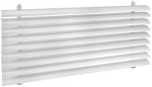 Load image into Gallery viewer, Core of a white 18x6 inch linear bar grille HVAC vent cover with a removable core in 30 degree deflection