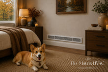 Load image into Gallery viewer, Flo-Matrix linear bar grille with closely spaced blades installed as a modern residential air vent cover.