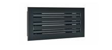 Load image into Gallery viewer, Side view of a black 12 inch 3-slot linear diffuser with 19mm openings for precision airflow in commercial HVAC systems