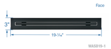 Load image into Gallery viewer, Face dimensions of a black 18-inch 1-slot linear diffuser with 19mm openings for precision airflow in commercial HVAC systems