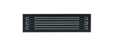 Load image into Gallery viewer, Front view of a black 18 inch 3-slot linear diffuser with 19mm openings for precision airflow in commercial HVAC systems