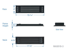Load image into Gallery viewer, Full dimensions of a black 18 inch 3-slot linear diffuser with 19mm openings for precision airflow in commercial HVAC systems