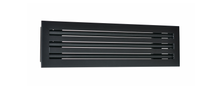 Load image into Gallery viewer, Side view of a black 18 inch 3-slot linear diffuser with 19mm openings for precision airflow in commercial HVAC systems