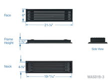Load image into Gallery viewer, Full dimensions of a black 20 inch 3-slot linear diffuser with 19mm openings for precision airflow in commercial HVAC systems