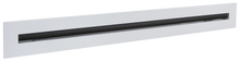 Load image into Gallery viewer, Side view of a white 22 inch 1-slot linear diffuser with 19mm openings for precision airflow in commercial HVAC systems