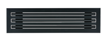 Load image into Gallery viewer, Front view of a black 24 inch 3-slot linear diffuser with 19mm openings for precision airflow in commercial HVAC systems