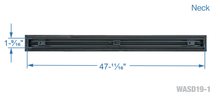 Load image into Gallery viewer, Neck dimensions of a black 48-inch 1-slot linear diffuser with 19mm openings for precision airflow in commercial HVAC systems