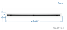 Load image into Gallery viewer, Face dimensions of a white 48 inch 1-slot linear diffuser with 19mm openings for precision airflow in commercial HVAC systems