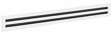 Load image into Gallery viewer, Side view of a white 48 inch 2-slot linear diffuser with 19mm openings for precision airflow in commercial HVAC systems.