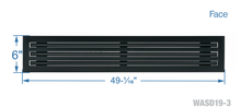 Load image into Gallery viewer, Face dimensions of a black 48 inch 3-slot linear diffuser with 19mm openings for precision airflow in commercial HVAC systems