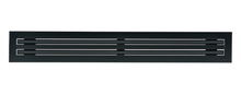Load image into Gallery viewer, Front view of a black 60-inch 2-slot linear diffuser with 19mm openings for precision airflow in commercial HVAC systems
