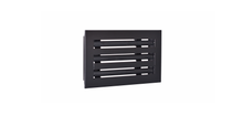 Load image into Gallery viewer, Side view of a black 10x6 inch 3-slot linear diffuser with 25mm openings for high airflow in commercial HVAC systems