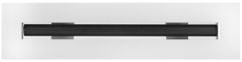 Load image into Gallery viewer, Front view of a white 12 inch 1-slot linear diffuser with 25mm openings for high airflow in commercial HVAC systems