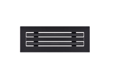 Load image into Gallery viewer, Front view of a black 12x4 inch 2-slot linear diffuser with 25mm openings for high airflow in commercial HVAC systems