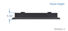 Load image into Gallery viewer, Frame height of a black 14x4 inch 2-slot linear diffuser with 25mm openings for high airflow in commercial HVAC systems