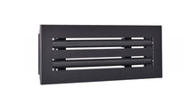 Load image into Gallery viewer, Side view of a black 14x4 inch 2-slot linear diffuser with 25mm openings for high airflow in commercial HVAC systems