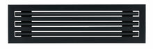 Load image into Gallery viewer, Front view of a black 20 inch 3-slot linear diffuser with 25mm openings for high airflow in commercial HVAC systems