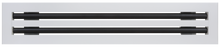 Load image into Gallery viewer, Front view of a white 24 inch 2-slot linear diffuser with 25mm openings for high airflow in commercial HVAC systems