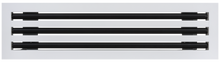 Load image into Gallery viewer, Front view of a white 24 inch 3-slot linear diffuser with 25mm openings for high airflow in commercial HVAC systems