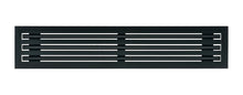 Load image into Gallery viewer, Front view of a black 36 inch 3-slot linear diffuser with 25mm openings for high airflow in commercial HVAC systems