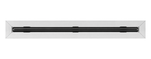 Load image into Gallery viewer, Front view of an anodized 48-inch 1-slot linear diffuser with 25mm openings for high airflow in commercial HVAC systems