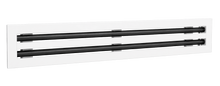 Load image into Gallery viewer, Side view of a white 48 inch 2-slot linear diffuser with 25mm openings for high airflow in commercial HVAC systems