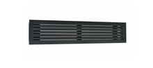 Load image into Gallery viewer, Side view of a black 48 inch 3-slot linear diffuser with 25mm openings for high airflow in commercial HVAC systems