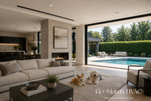 Load image into Gallery viewer, High-flow black linear slot diffuser installed in a modern luxury home, designed for architectural HVAC applications by contractors and interior designers.
