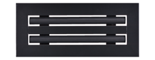 Load image into Gallery viewer, Front view of black 10x4 inch modern air vent cover – CASA 2-slot linear diffuser with 25mm openings.