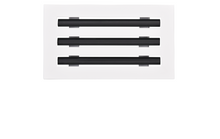Load image into Gallery viewer, Front view of white 10x6 inch modern air vent cover – CASA 3-slot linear diffuser with 25mm openings.