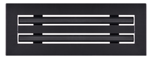 Load image into Gallery viewer, Front view of black 12x4 inch modern air vent cover – CASA 2-slot linear diffuser with 25mm openings.