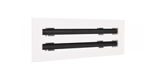 Load image into Gallery viewer, Front view of white 12x4 inch modern air vent cover – CASA 2-slot linear diffuser with 25mm openings.