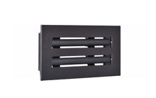 Load image into Gallery viewer, Side view of black 8x4 inch modern air vent cover – CASA 2-slot linear diffuser with 25mm openings.