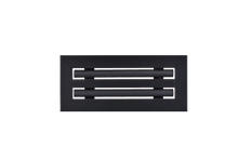Load image into Gallery viewer, Front view of a black 10x4 inch 2-slot modern vent cover linear diffuser with 25mm openings for high airflow in commercial HVAC systems