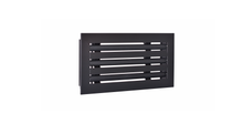 Load image into Gallery viewer, Side view of a black 12x6 inch 3-slot modern AC vent cover linear diffuser with 25mm openings for high airflow in commercial HVAC systems