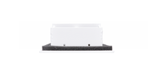 Load image into Gallery viewer, Another side view of a white 14x4 inch 2-slot modern AC vent cover linear diffuser with 25mm openings for high airflow in commercial HVAC systems