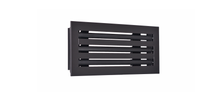 Load image into Gallery viewer, Side view of a black 14x6 inch 3-slot modern AC vent cover linear diffuser with 25mm openings for high airflow in commercial HVAC systems