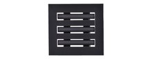 Load image into Gallery viewer, Front view of a black 6x6-inch 3-slot modern vent cover linear diffuser with 25mm openings for high airflow in commercial HVAC systems