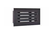 Load image into Gallery viewer, Side view of a black 8x4 inch 2-slot modern vent cover linear diffuser with 25mm openings for high airflow in commercial HVAC systems